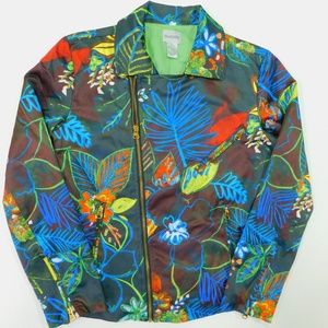 CHICOS Floral Moto Jacket Small 0 Full Zip